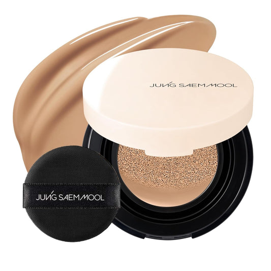 JUNG SAEM MOOL Essential Skin Nuder Cushion Mini 28N Camel 0.17 Fl Oz, Natural Radiant Finish Cushion Foundation with Buildable Coverage, Lightweight Texture, Korean Foundation Makeup