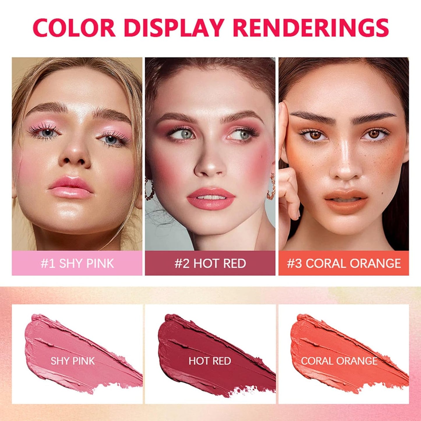 Cream Red Blush Stick,Multi-Use Makeup Milk Blush Stick,Long Lasting Natural Blush Makeup 2-in-1 Cheek and Lip Tint,Waterproof Vegan Tinted Moisturizer Matte Blush Stick for Cheeks and Lip