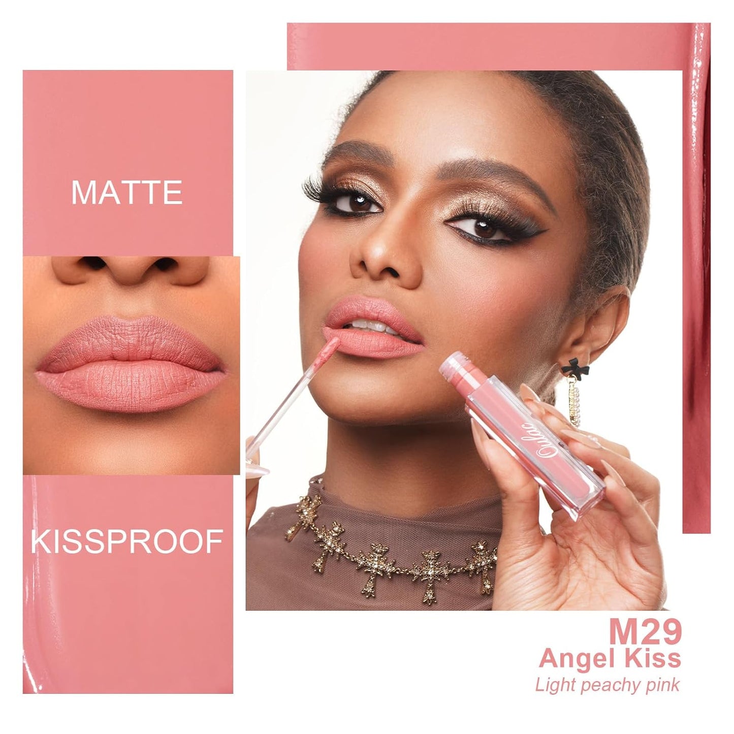 Oulac Pink Matte Lipstick for Women, Long Lasting Liquid Lip Stick High Impact Lip Gloss Full Coverage Lip Makeup with Vitamin E Waterproof Formula,Vegan M29