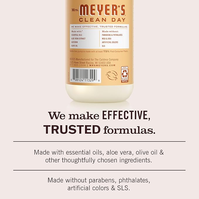 MRS. MEYER'S CLEAN DAY Hand Soap, Oat Blossom, 12.5 Fl Oz Bottle - 3 Pack