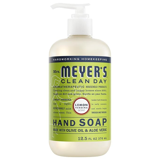 MRS. MEYER'S CLEAN DAY Hand Soap, Made with Essential Oils, Lemon Verbena, 12.5 fl. oz