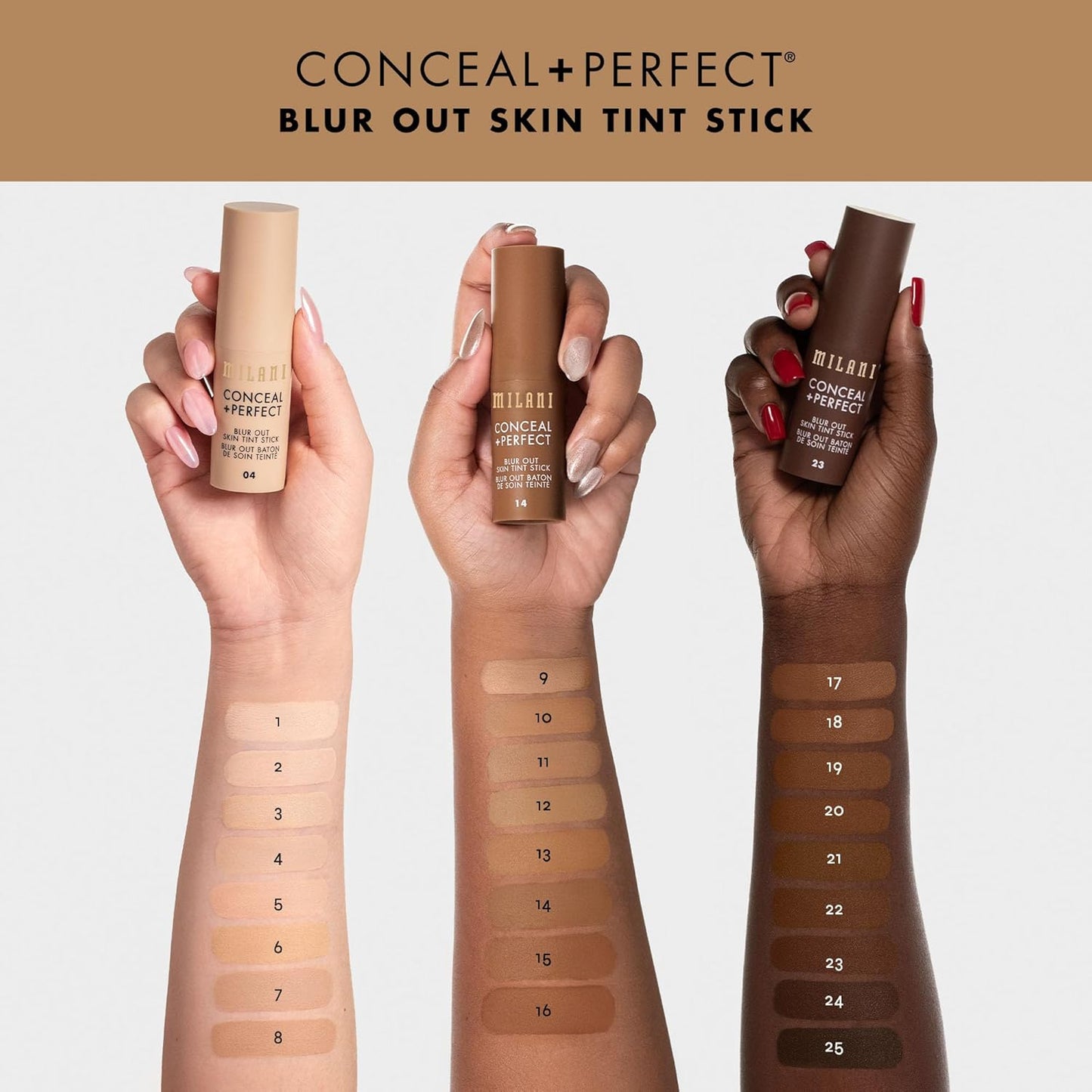Milani Conceal + Perfect - Skin Tint Stick, Blur Out Tinted Moisturizer Makeup, Shade 017