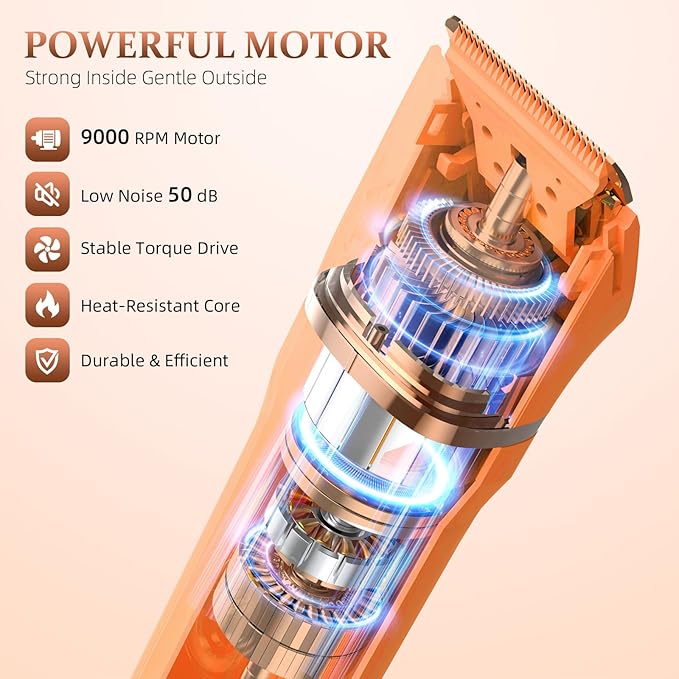 5-in-1 Bikini Trimmer for Women, IPX7 Waterproof Electric Razors Shaver, Cordless Body Hair Trimmer, Facial & Pubic Hair Removal, Ceramic Blade (Pure Orange)