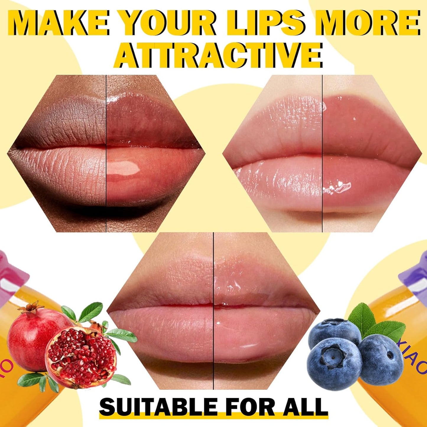2PCS Lip Balm Honey Pot,Moisturizing Lip Sleep Mask,Prevention Dry and Cracked Overnight Sleeping Lip Mask with Brush,Reduces Lip Lines Long Lasting Hydrating Lip Care Scrubs Exfoliator