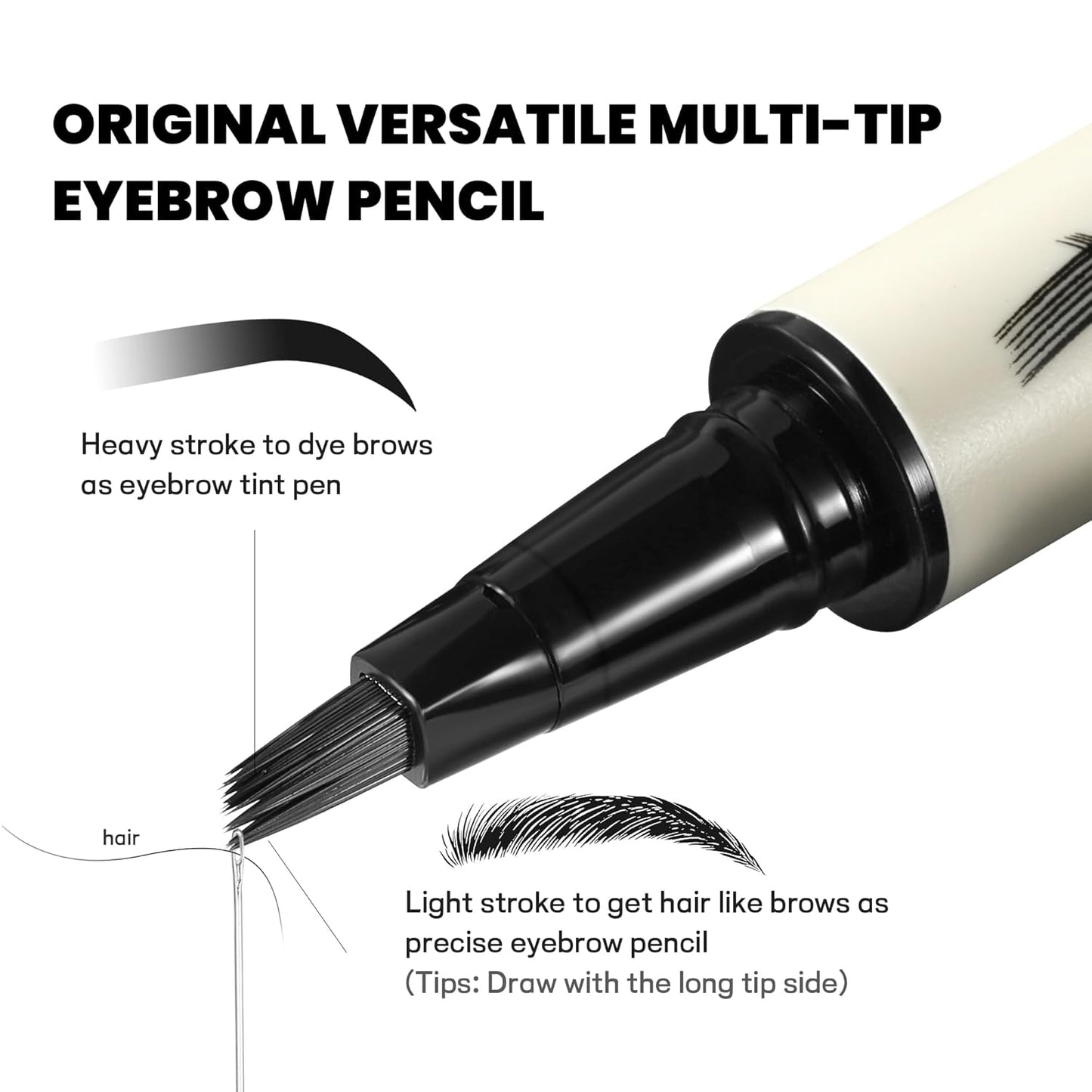 2 Pack Microblading Eyebrow Pen and Brow Tint for Women with Angled Brush & Dip to Effortlessly Create Natural Hair Like Brows, Waterproof Fast Eye Brow Makeup Pencil, Last All Day (Medium Brown)