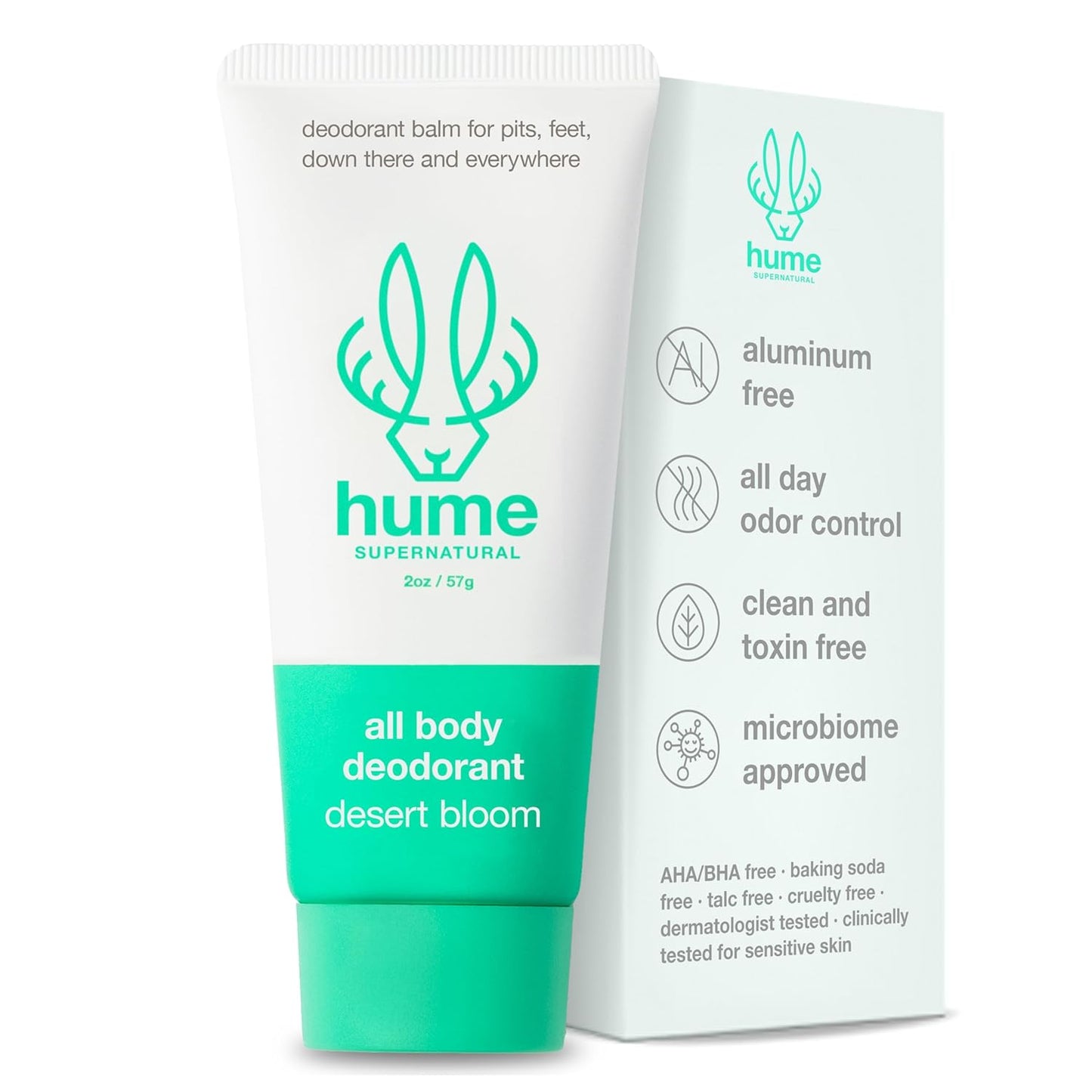 Hume Supernatural Invisible Whole Body Deodorant Balm - Full Body Protection - Aluminum Free, No Baking Soda - Anti-Chafing Odor Control - Clinically Tested on Sensitive Skin (Desert Bloom, 1-Pack)