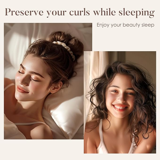 LULUSILK Silk Scrunchies for Hair Sleep, 100% Real Mulberry Silk, No Damage Hair Ties for Women and Girls, Basic Collection, Pack of 3