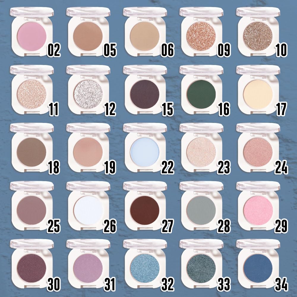 Blue Matte Eyeshadow Palette for Women, Single Monochrome Eye Shadow Makeup, Shiny Pressed Powder, Blendable Natural sombras para ojos, Holographic,Vegan,Travel -34