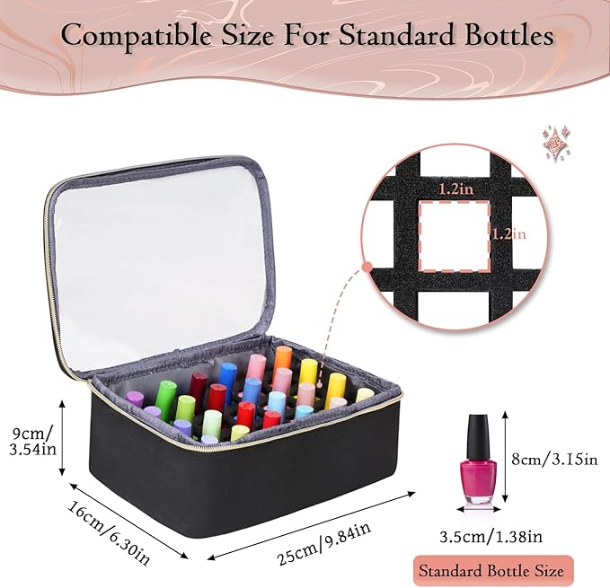 YOREPEK Extra Large Nail Polish Organizer Case Holds 48 to 100+ Bottles (15ml/0.5 fl.oz) UV lamp, Gel Polish Travel Case Bag with 2 Removable Pouches Fits Nail Suppiles, Gifts for Manicurist, Girls
