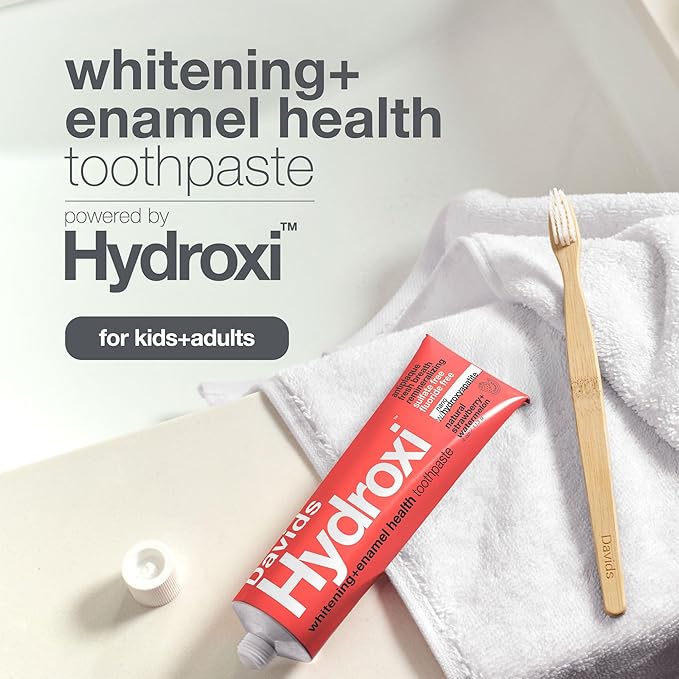 Davids Hydroxi Strawberry Watermelon Fluoride Free Nano Hydroxyapatite Toothpaste for Enamel Health & Whitening, Antiplaque, SLS Free, Kid Friendly Flavor, 4 oz, Made in USA