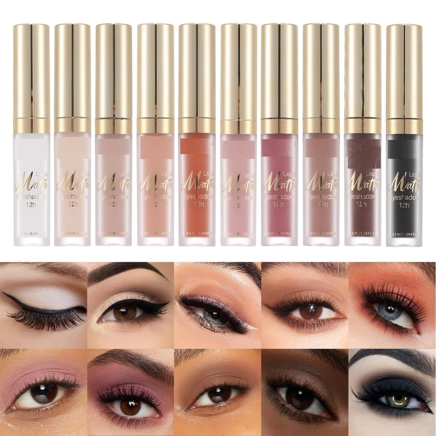 MAEPEOR Matte Liquid Eyeshadow 10 Colors Naked Smooth Creamy Eyeshadow Long Lasting and Waterproof Lightweight Cream Eye Shadow (P08 Mahogany)