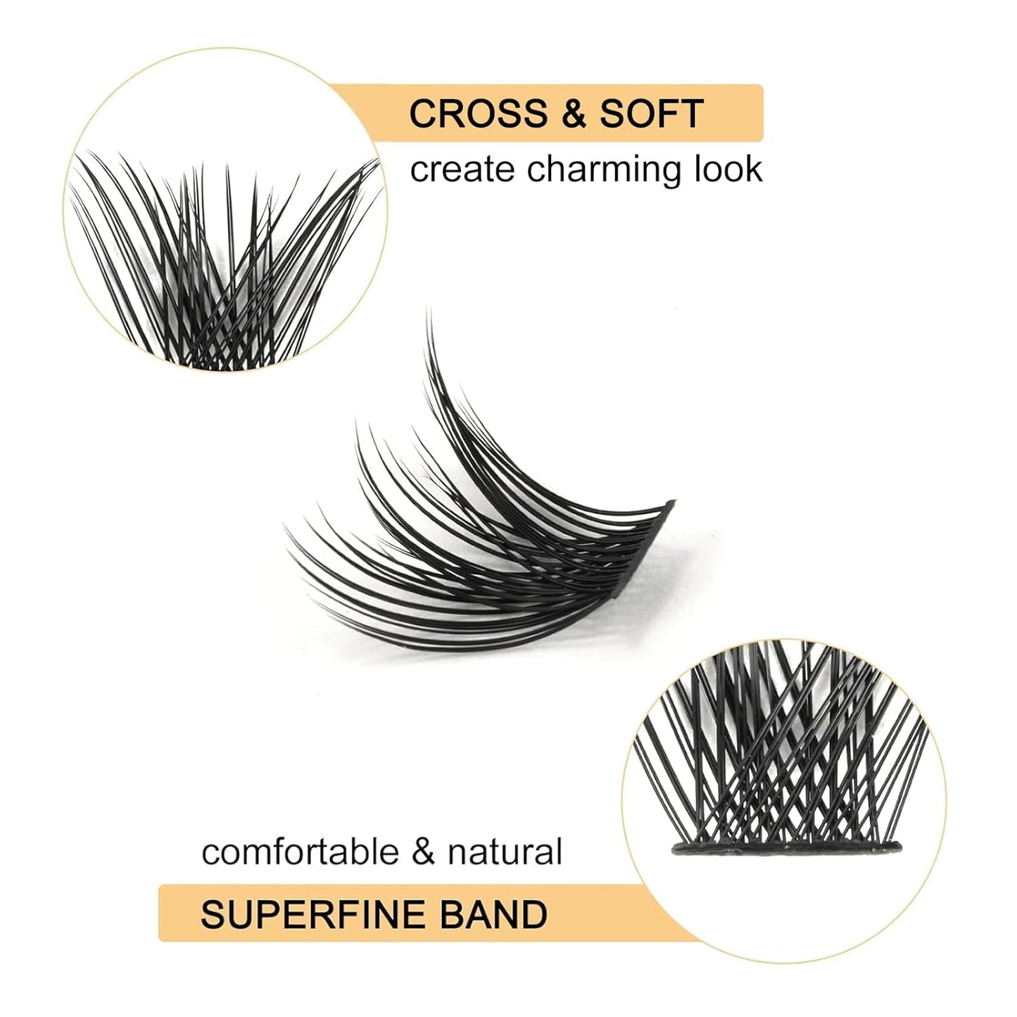 QUEWEL Cluster Lashes 72 Pcs Wide Stem Individual Lashes C/D Curl 8-16mm Length DIY Eyelash Extension False Eyelashes Soft for Personal Makeup Use at Home (H03-C-MIX8-16)