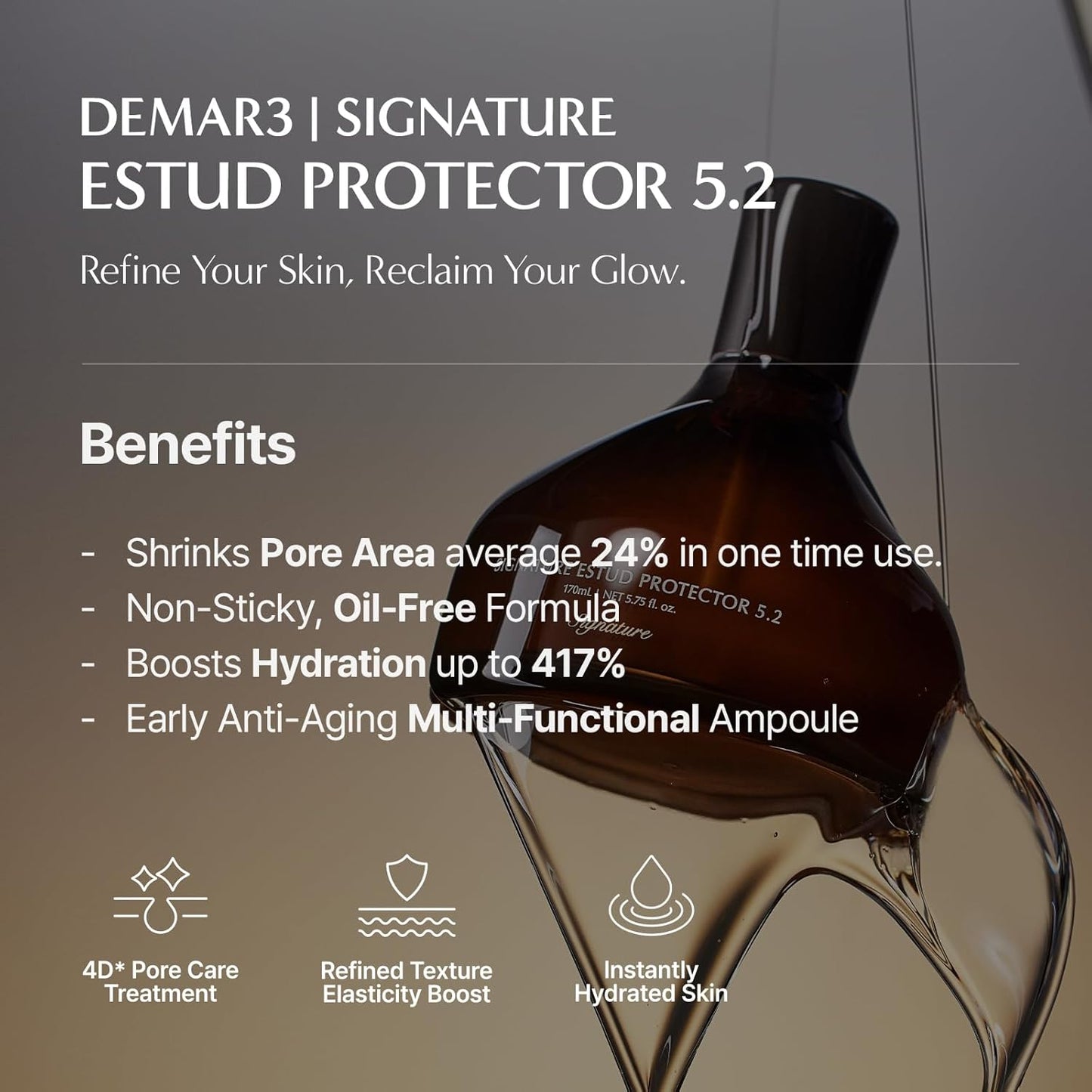 Signature ESTUD Protector - Niacinamide Face Serum (2%), 5.75 fl oz, Pore Minimizer Serum for Face Korean Milk Skin care Glass & Glossy Skin ampoule
