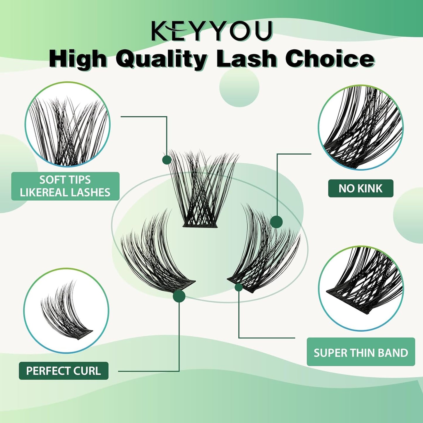 Lash Clusters 96pcs Individual Lashes D Curl 12mm Eyelash Clusters KEYYOU Volume Wispy Lash Extension Soft&Comfortable Easy DIY at Home(Y18,D-12mm)