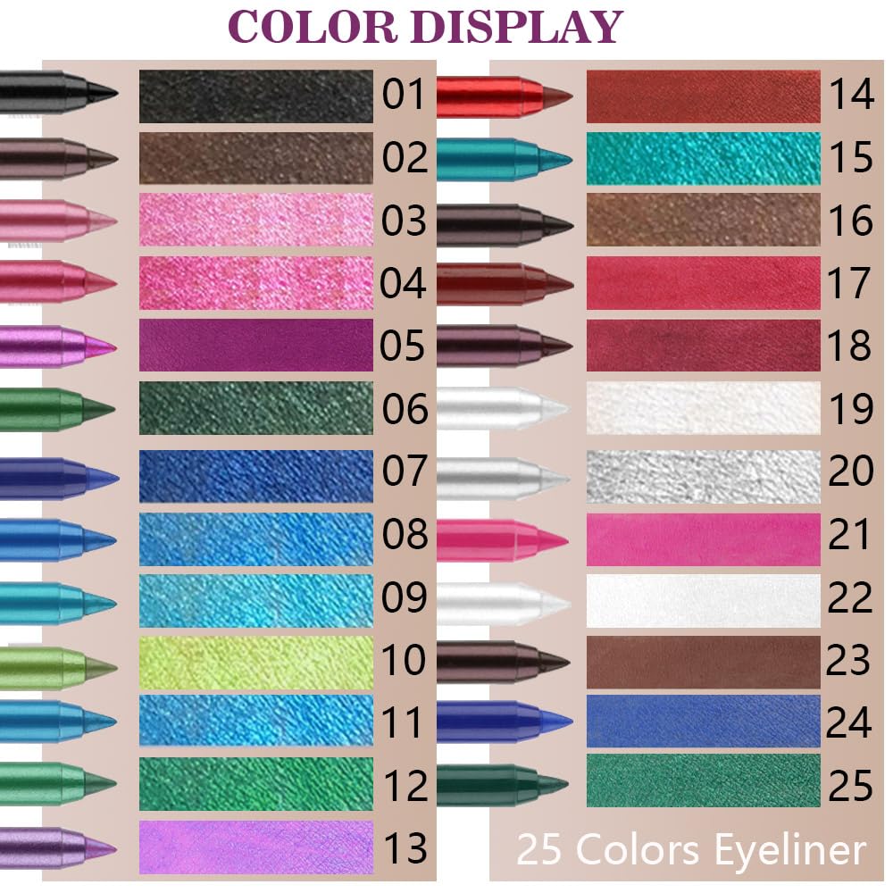 evpct Black Eyeliner Pencils for Eyes, Black Colored Eye Liner Pencil Pen Makeup Waterproof Smudge Proof, Colored Gel Waterline Eyeliner Liquid, Face Eye Paint Stick Lipstick Halloween Makeup 01