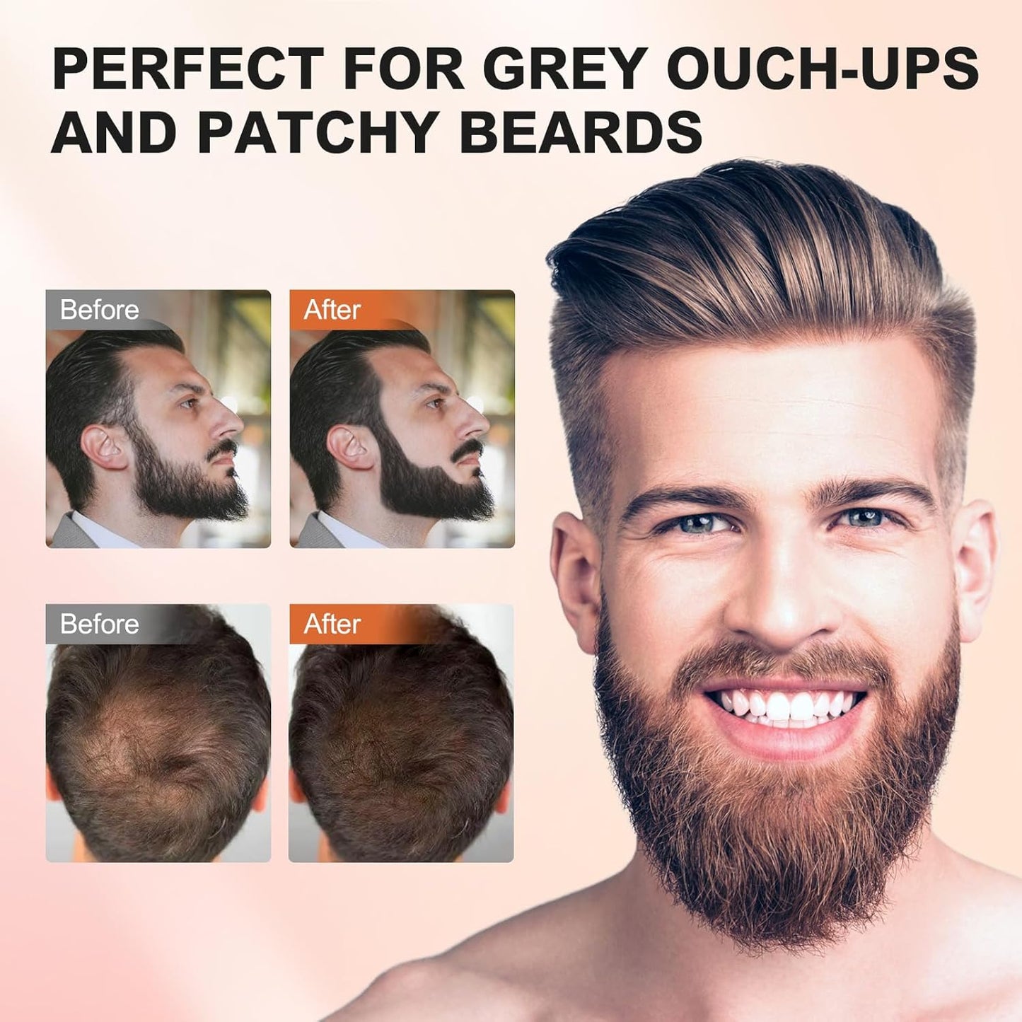 Root Touch Up Hair Color Powder for Gray Coverage and Thinning Hair - Auburn Hairline Shadow Powder for Women's Eyebrows and Men's Beard Lines, Bald Spots (Auburn)