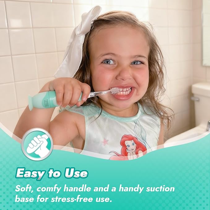 Papablic Toddler Sonic Electric Toothbrush Kids for Ages 1-3 Years, Baby Electric Toothbrush with Cute Dino Cover and Smart LED Timer, 2 Brush Heads (Jo)