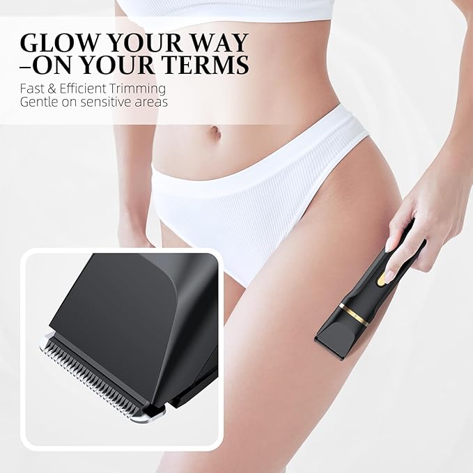 5-in-1 Bikini Trimmer for Women, IPX7 Waterproof Electric Razors Shaver, Cordless Body Hair Trimmer, Facial & Pubic Hair Removal, Ceramic Blade (Black)