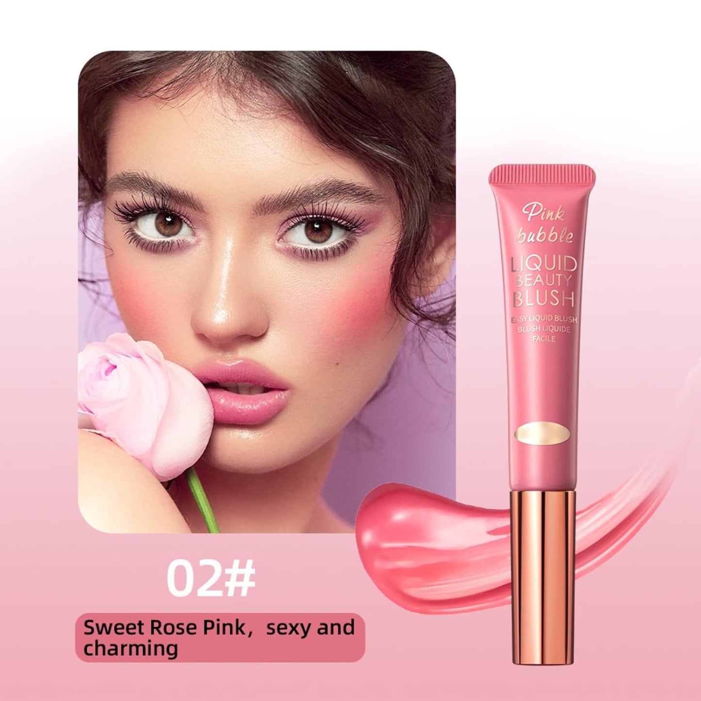 Liquid Blush Makeup Wand, Velvet Cream Blush Stick for Cheeks and Lips, Blush and Highlighter Stick, Easily Blendable, Long-Wearing, Smudge Proof