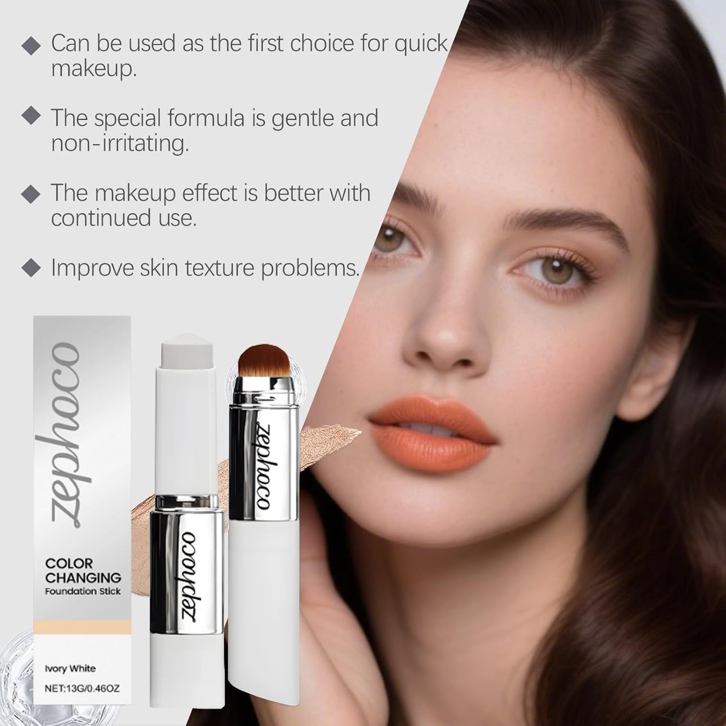 Blanc Cover Cream Stick, Color Changing & Brightening Makeup Base, Blanc Effect Cover Cream Stick for Smooth Hydrating Skin, Concealer & White Foundation for a Flawless Look (Natural)
