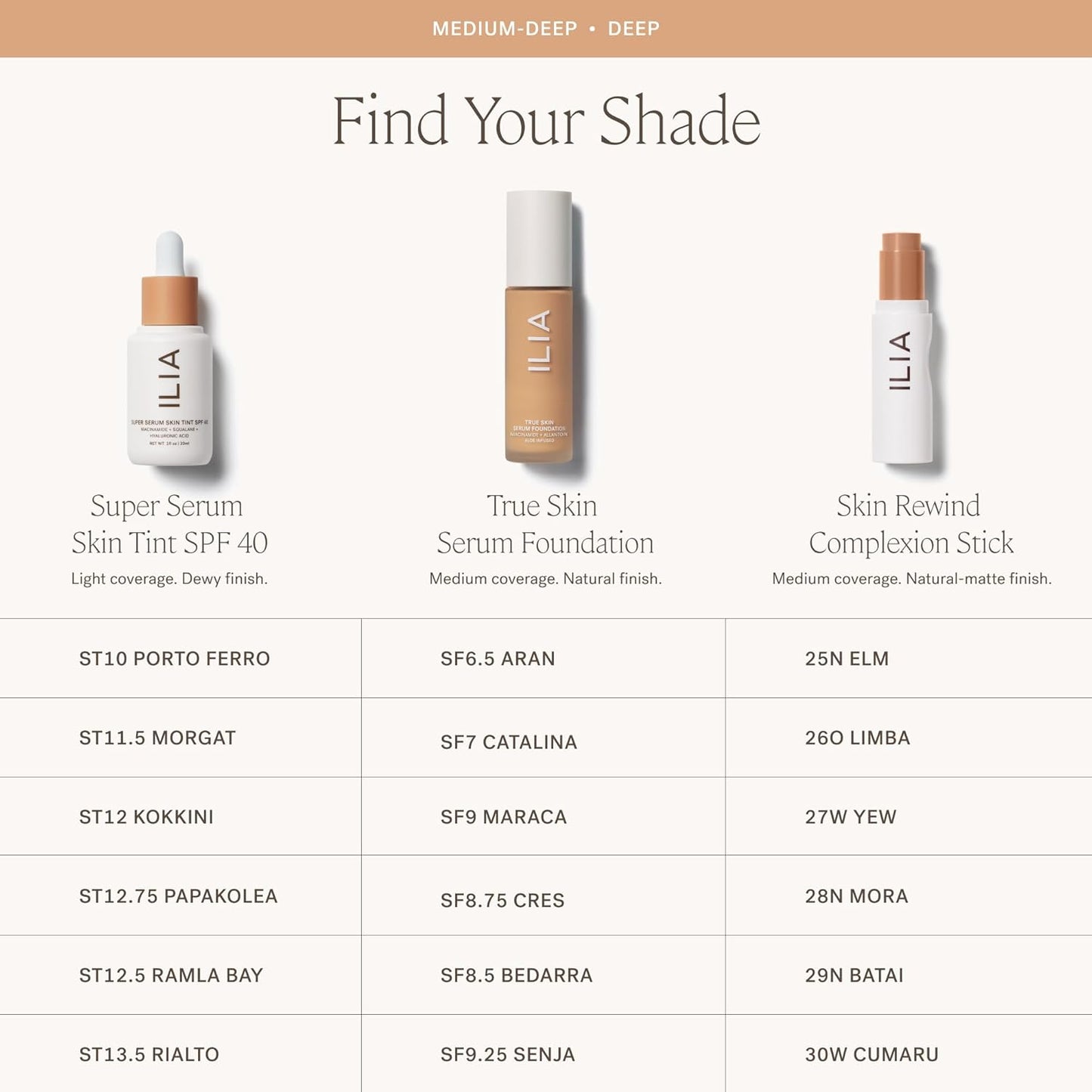 ILIA - Skin Rewind Complexion Stick - Foundation + Concealer + Skincare | Non-Toxic, Vegan, Cruelty-Free, Clean Makeup (29N - Batai, 0.35 oz | 10 g)