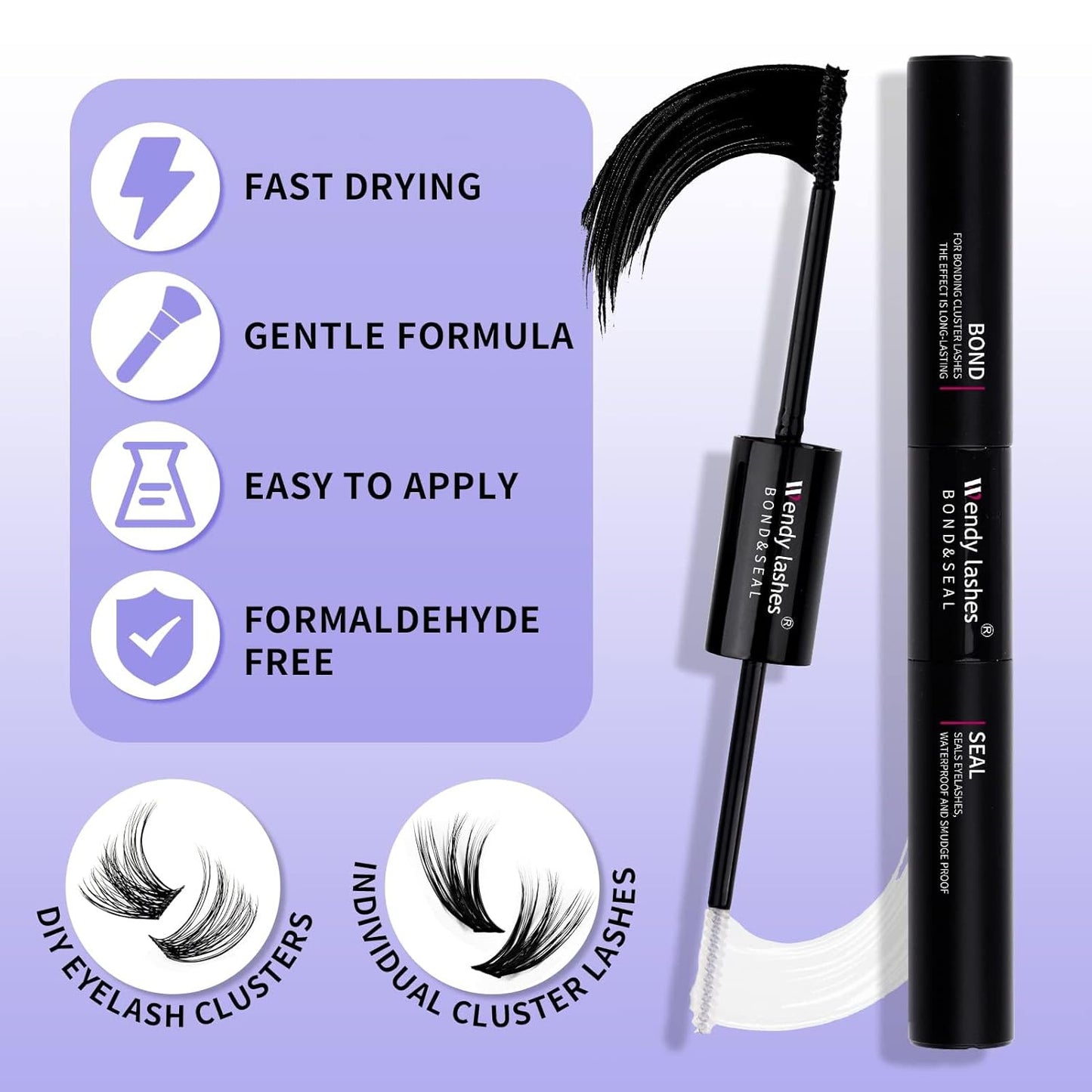 Lash Clusters Kit for DIY Eyelash: 280Pcs, Wendy, Using at Home, Ultra-light, Natural, Fluffy, Wispy, Waterproof, Anime, Manga, Cat Eye, D Curl, 12-16mm, 30D+40D, RR126