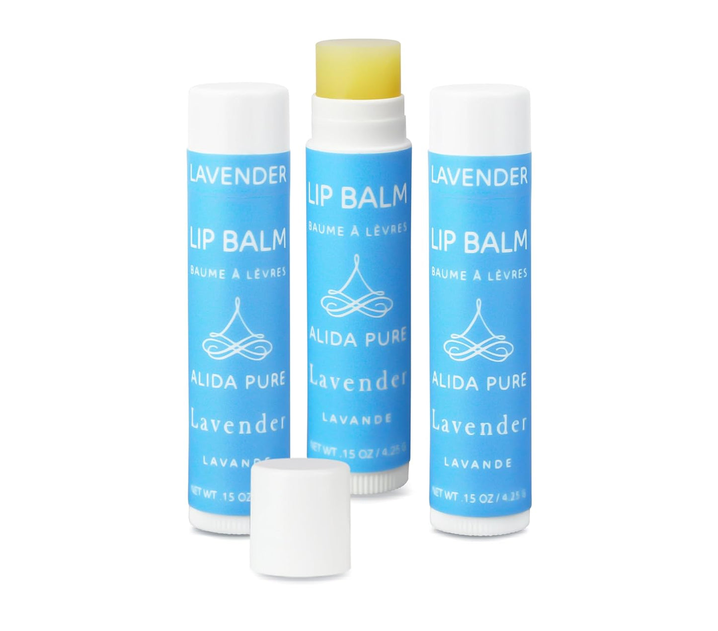 Lavender Lip Balm, Cruelty Free, Vegan Set, Beeswax Free, with Organic Jojoba and Avocado Oil, Vitamin E, Natural Moisturizer for Dry, Chapped, or Cracked Lips, 3 Tube Set