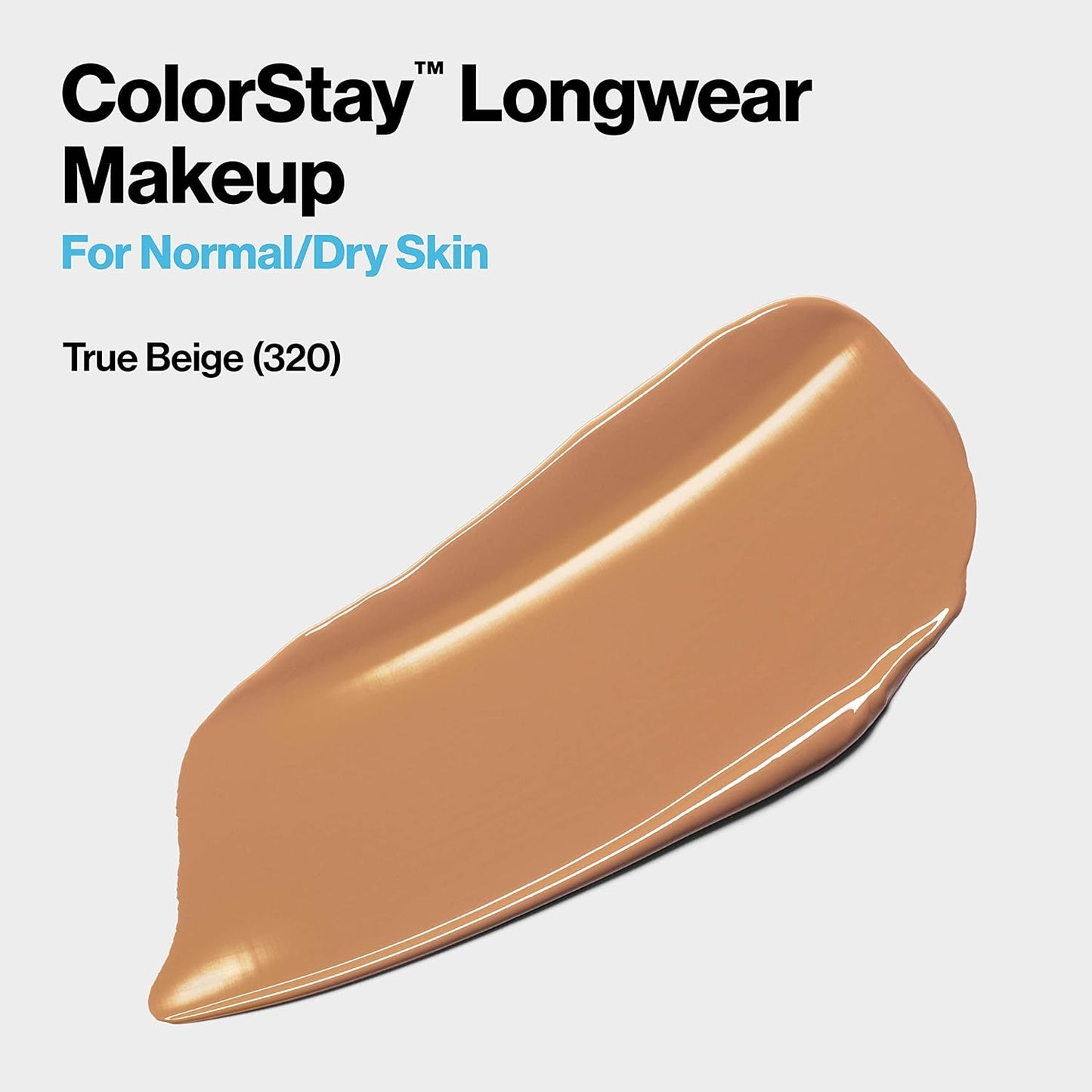 Revlon Liquid Foundation, ColorStay Face Makeup for Normal and Dry Skin, Longwear Full Coverage with Matte Finish, Oil Free, 320 True Beige, 1.0 Oz