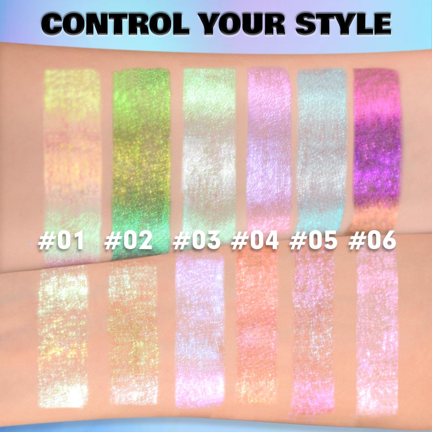 CHARMACY 2 in 1 Starlit Duochrome Liquid Eyeshadow, Glitter Sparkle Colorful Liquid Eyeliner, Quick Drying, High Pigmented, Long lasting Holographic Glitter Multichrome Eye Makeup #01
