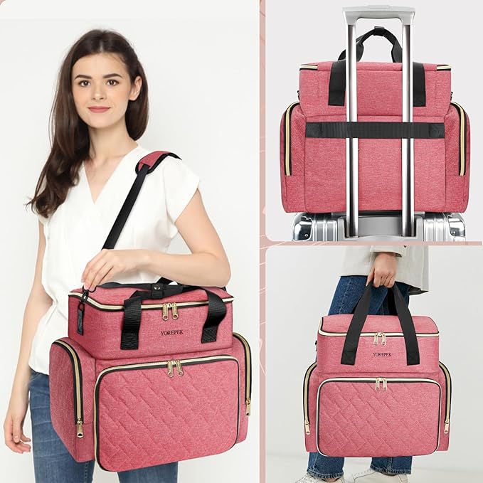 YOREPEK Nail Polish Organizer Case With Foam Inserts Protect Up 96 to 100+ Bottles (15ml/0.5 fl.oz) UV lamp, Travel Nail Tech Carrying Case with Adjustable Space for Gel Dip Powder Tips Set, Pink