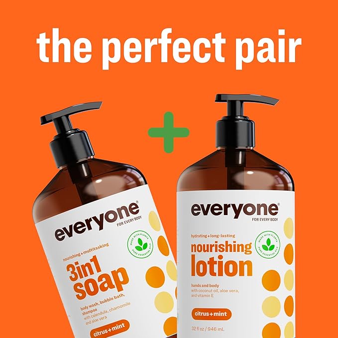 Everyone 2-in-1 Lotion for Hands/Body, 32 ounce (Pack of 1) Citrus and Mint made with Essential Oils for Men and Women