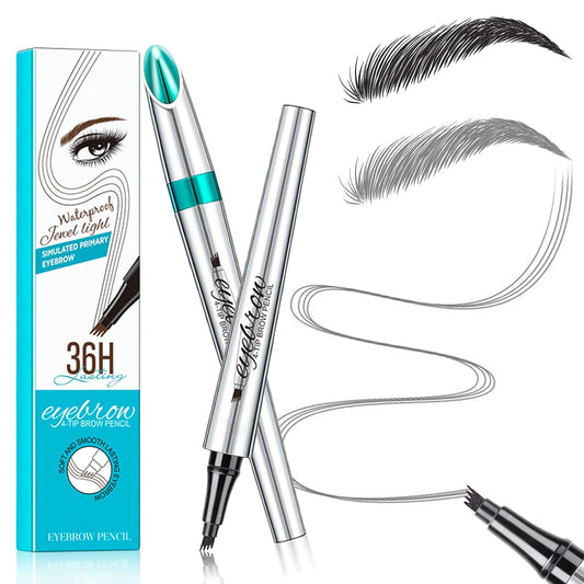 Microblading Eyebrow Pencil, Eyebrow Pen with an Upgrade Micro-Fork Tip Applicator, Waterproof Long-Lasting Microblading Brow Pen, Brow Pencil for Natural Looking Brows Makeup, Gray, 1Pcs