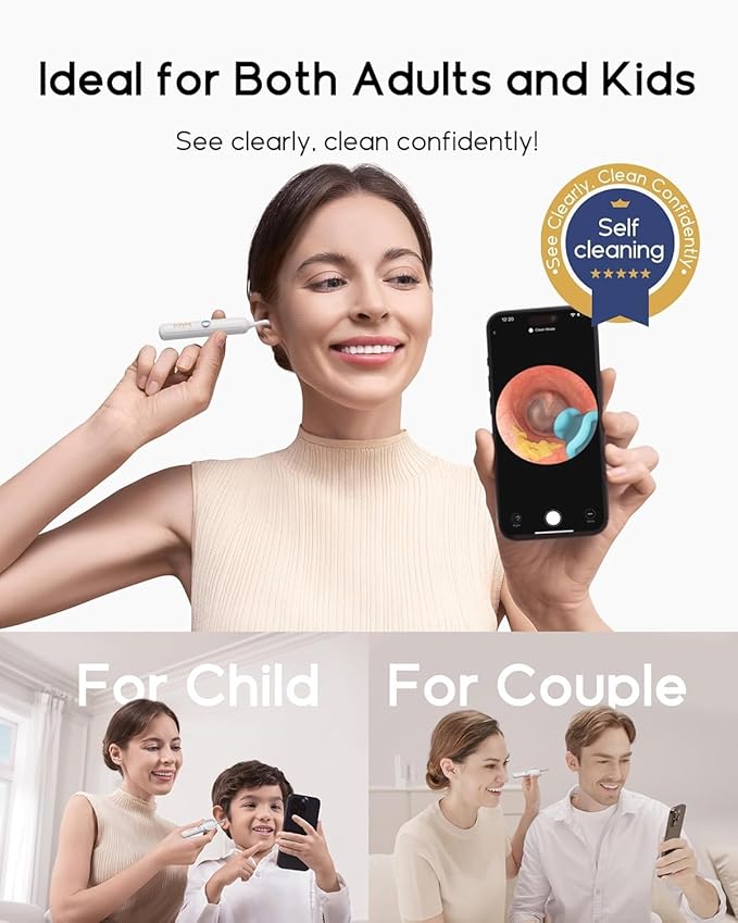 Bebird Earsight Plus R37R Ear Cleaning Camera Wax Removal Tool kit, FSA HSA Eligible Flexible Ear Scope Otoscope Camera Light, Visual Ear Picker Wireless Earwax Remover Tweezers for Adults & Kids