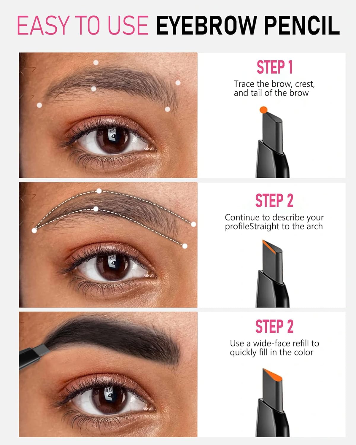 Black Eyebrow Pencil - Women's Waterproof Brow Pencils