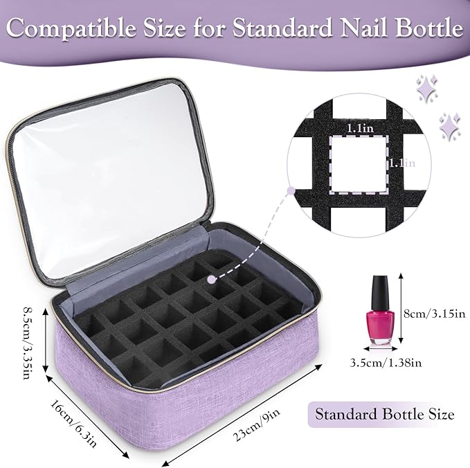 YOREPEK Nail Polish Organizer Holds Up to 72 Bottles (15ml - 0.5 fl.oz) and Nail Lamp, Nail Polish Storage with 3 Removable Pouches & Multiple Storage Sections for Manicure Set, Gifts for Manicurist