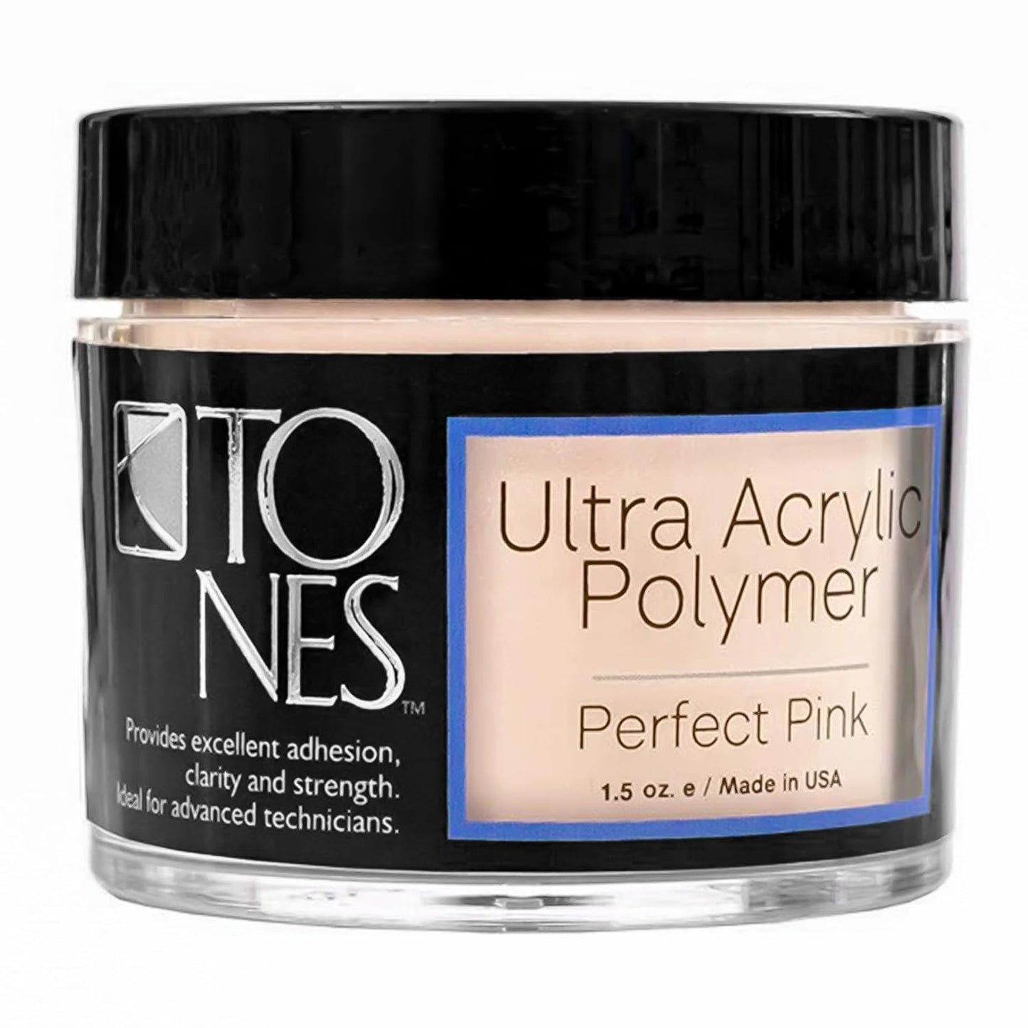 Tones Pro Acrylic Nail Powder, Perfect Pink (Soft Pastel Pink), (1.5 Fl Oz) - Long-Lasting & Non-Yellowing Polymer for Salon Quality Nail Extensions & 3D Art