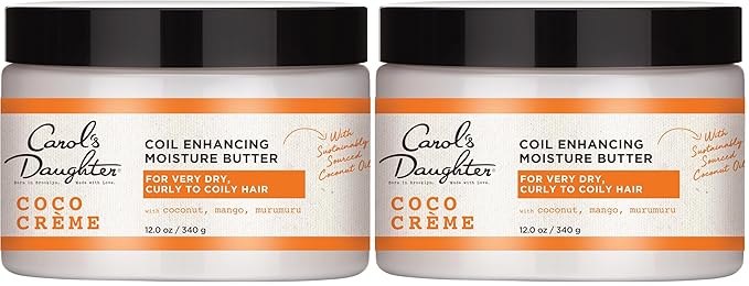 Carol's Daughter Coco Creme Coil Enhancing Moisture Butter, with Coconut Oil and Mango Butter, for Very Dry Curly Hair, Paraben and Silicone Free, 12 oz, (Pack of 2)