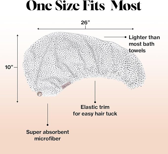 Kitsch Microfiber Hair Towel Wrap for Women - Microfiber Towel, Super Absorbent, Quick Dry, Anti-Frizz - for Long and Short Hairs, Turbans for Women, Wet and Curly Hair Wrap - Micro Dot