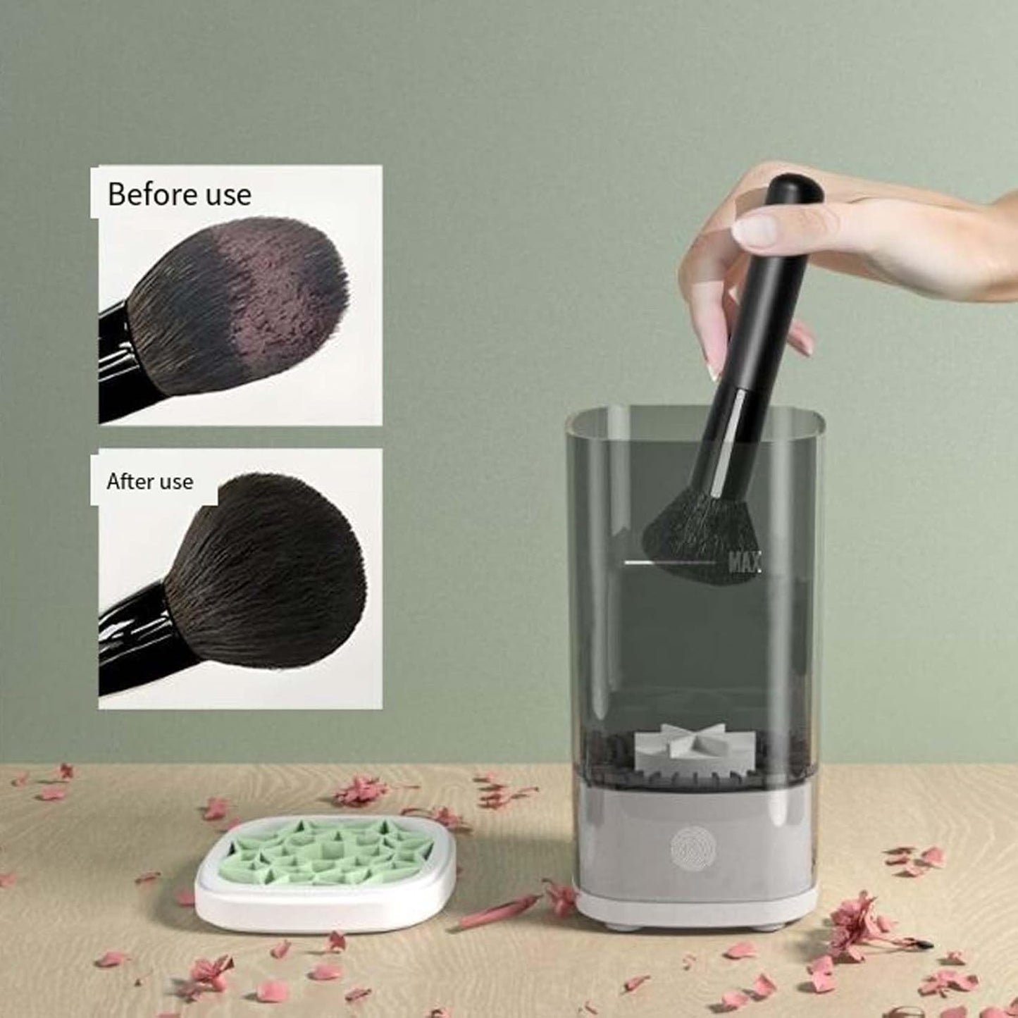 Wavearnn Electric Makeup Brush Cleaner,2025 upgrade 2-in-1 Electric Makeup Brush Automatic Cleaner,Efficient Deep Cleaning All Types Of Brushes,For All Types Of Brushes Set (Plug-in type,Black)
