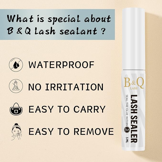 B&Q Lash Clusters Overnighter 10ML Lash Sealer for Cluster Lashes Clear Lash Extension Sealant Healthy Lash Sealant Longer Life Coating Lash Seal (Clear,10ml)