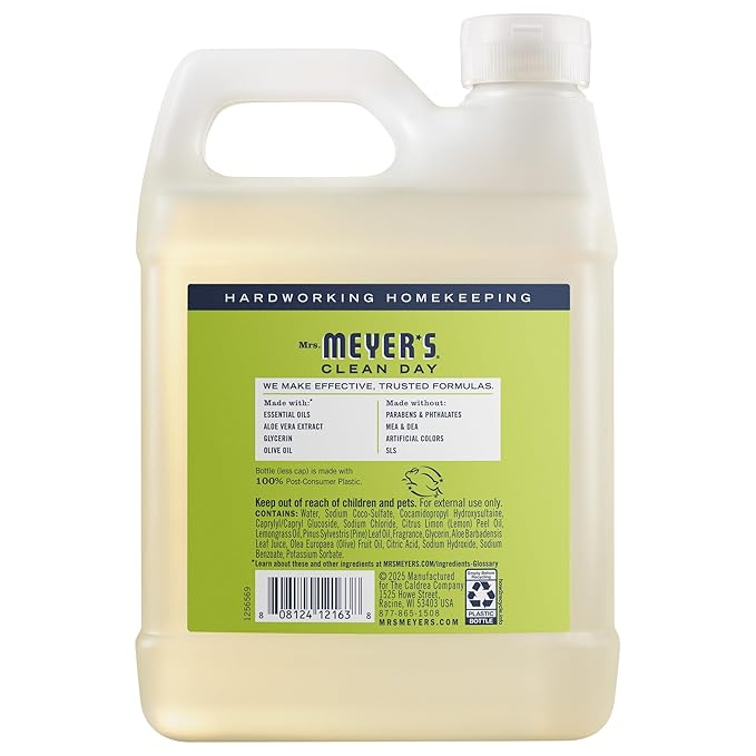 MRS. MEYER'S CLEAN DAY Hand Soap Refill, Lemon Verbena Scent, 33 Fl Oz Bottle