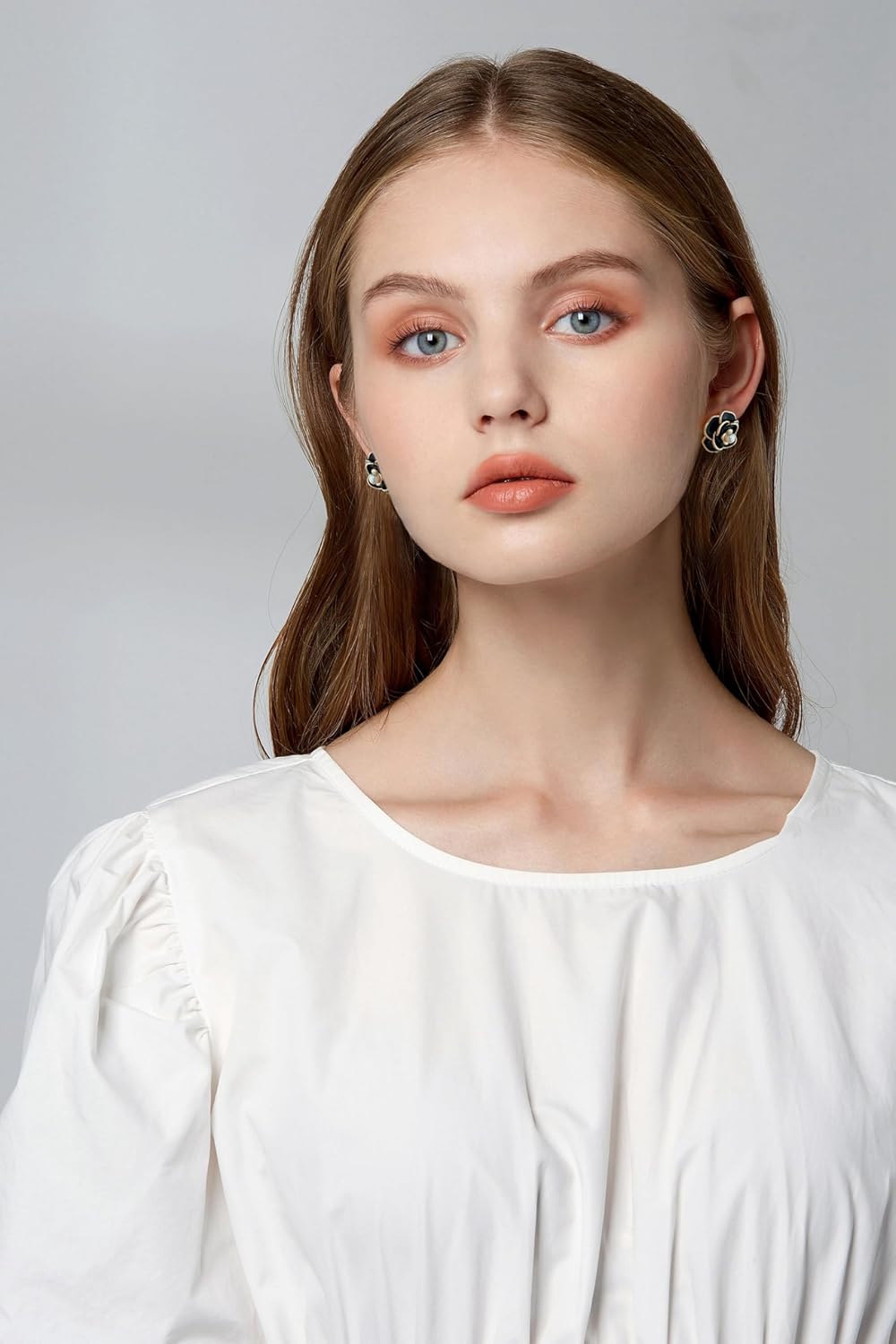 CLASSYZINT Gold/White/Red/Black Flower Stud Earrings For Women