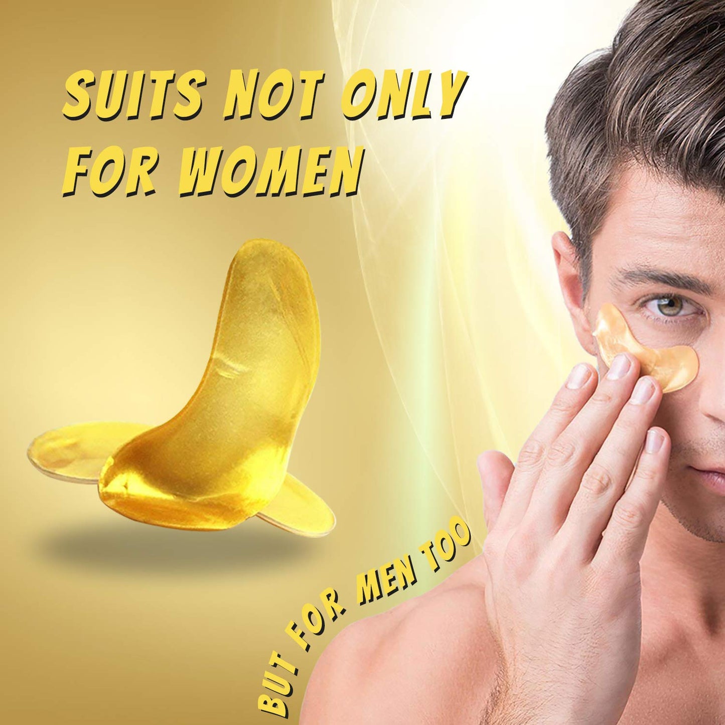 24K Gold Powder Gel Collagen Eye Masks Sheet Patch, Remove Bags,Dark Circles &Puffiness,Reduce Wrinkle,Moisturising,Hydrating for Blackheads (10 Pairs)