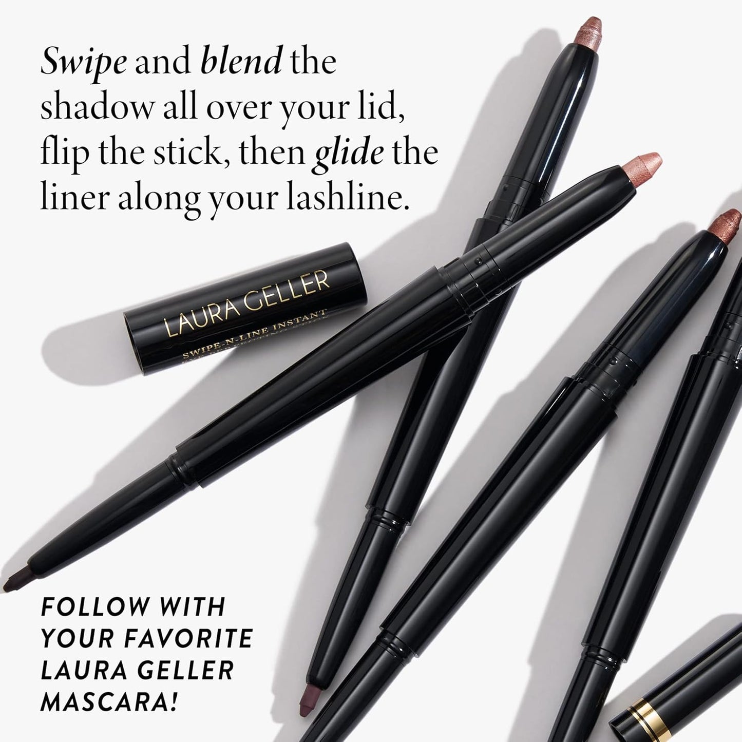 LAURA GELLER NEW YORK Swipe-n-Line Dual-Ended Eyeshadow + Eyeliner - Natural (Toasted-Brown/Rich Chestnut) - Cream Eyeshadow & Smooth Glide Eyeliner - Waterproof & Crease-free Color
