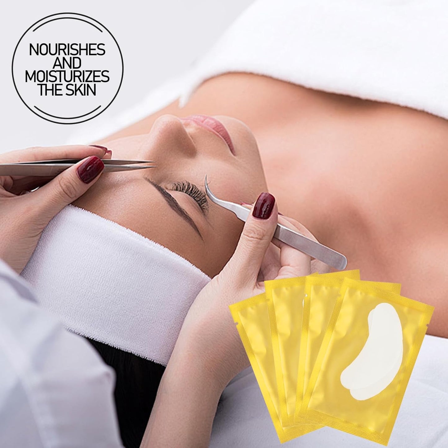 100Pairs Eyelash Extension Gel Patches Kit Natural Hydrogel, Lash Gel Pads for Beauty Makeup Mask Kit Supplies Eye Mask Pads Beauty Tools (Gold)
