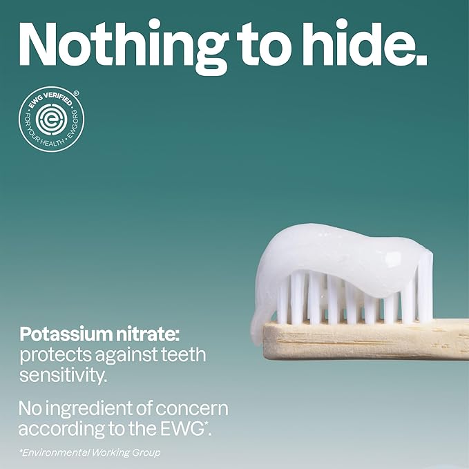 Attitude Fluoride-Free Sensitive Toothpaste, Spearmint Flavor, Vegan & Cruelty-Free, Sugar-Free, Plant & Mineral-Based Ingredients, Clean Oral Care, 4.2 Oz