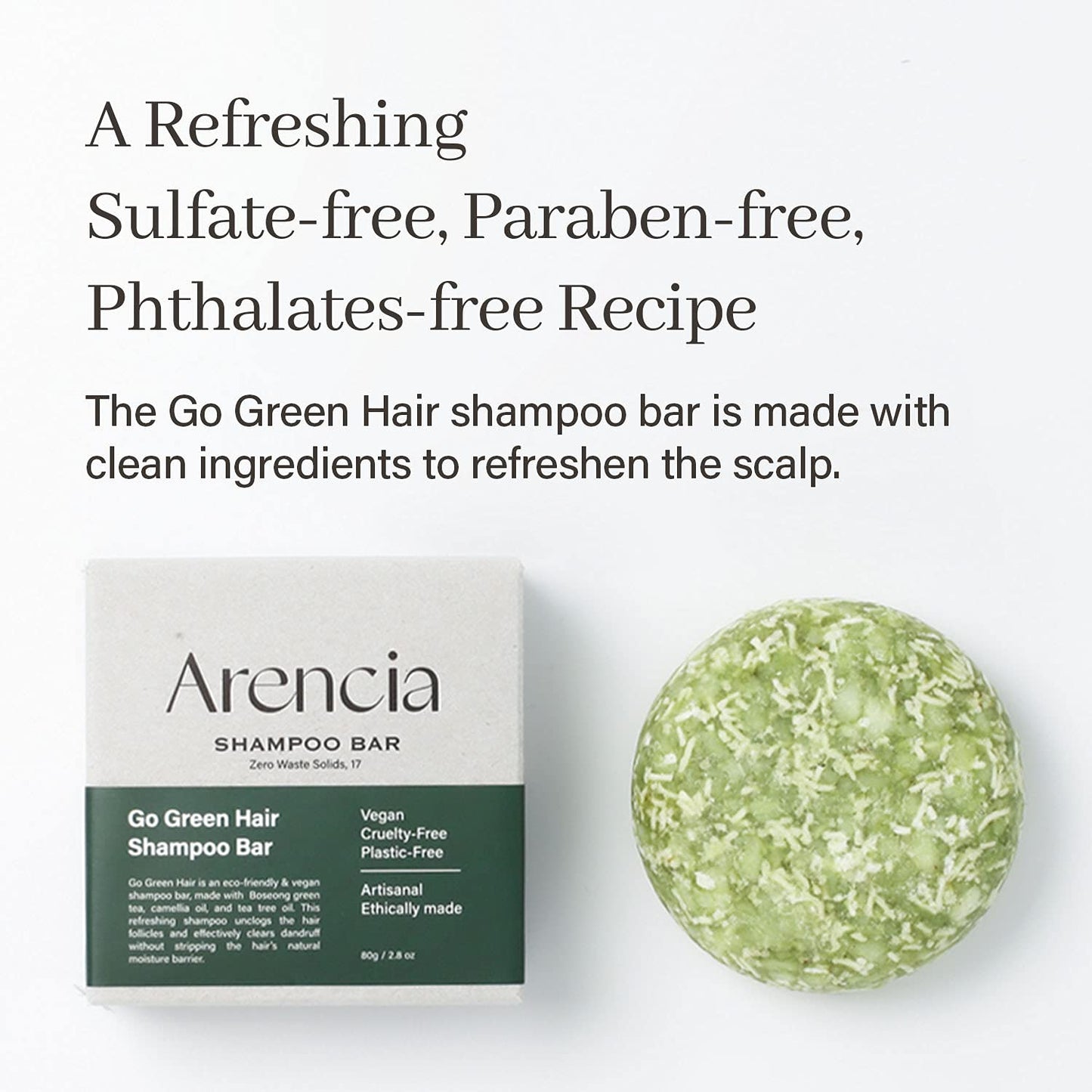 Go Green Tea Tree Shampoo Bar for Dandruff, Itchy Scalp, Normal to Oily hair – Refreshing Anti-dandruff, Vegan, pH balanced, Sulfate free, Eco friendly