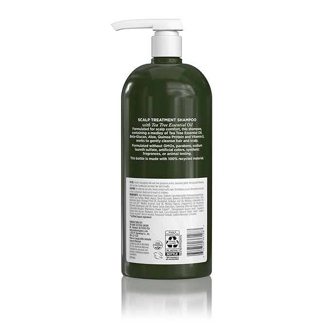 Avalon Organics Scalp Treatment Tea Tree Shampoo,Encourages Scalp Well-Being and Leaves Hair Soft,32 Fluid Ounces,(Pack of 2)