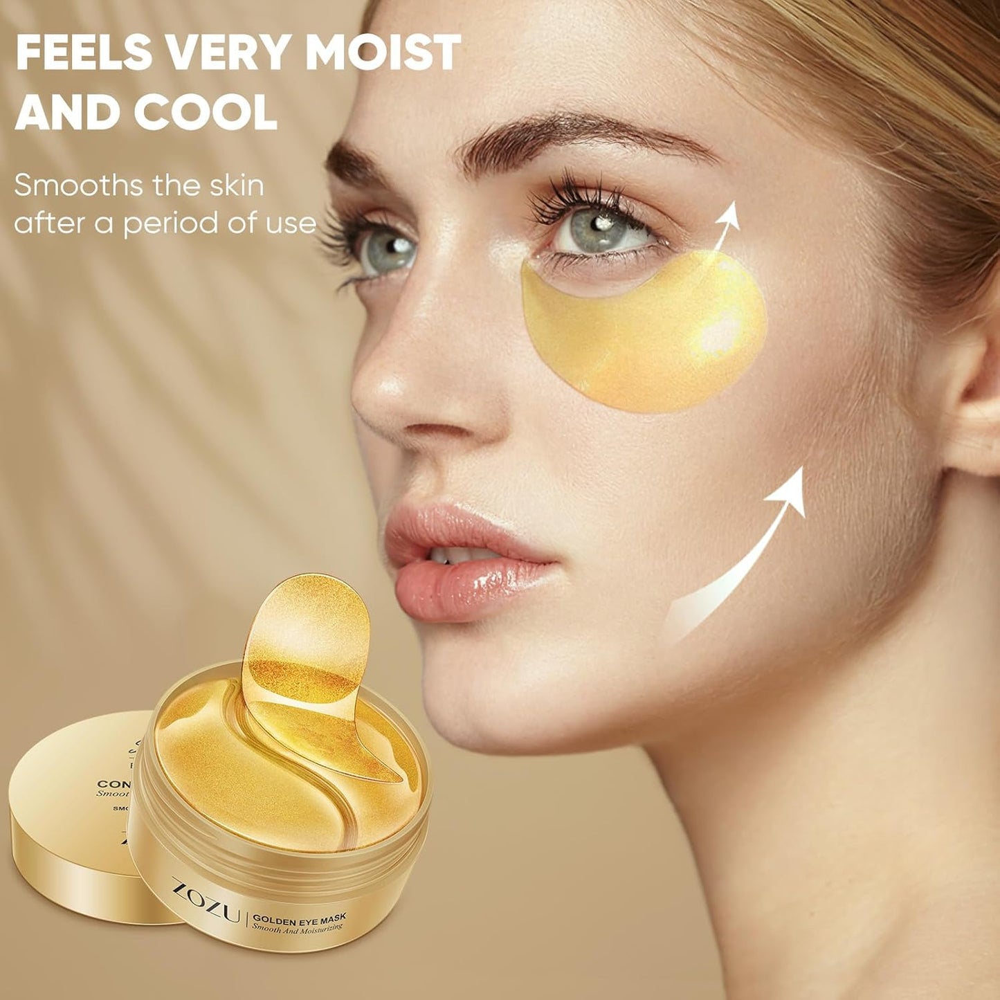 24K Gold Under Eye Patches-120 Pcs,Eye Mask Pure Gold Anti-Aging Collagen Hyaluronic Acid Under Eye Mask for Dark Circles, Puffiness & Wrinkles Refresh Your Skin（Gold）