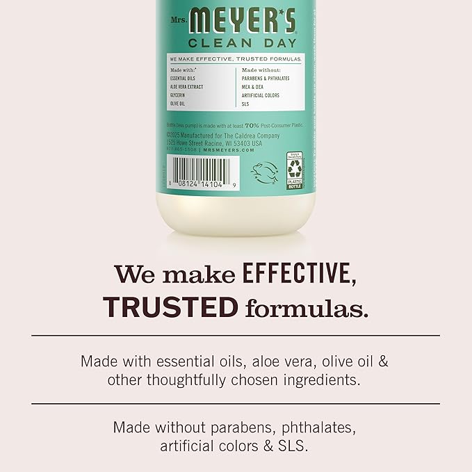 MRS. MEYER'S CLEAN DAY Hand Soap, Basil Scent, 12.5 Fl Oz Bottle